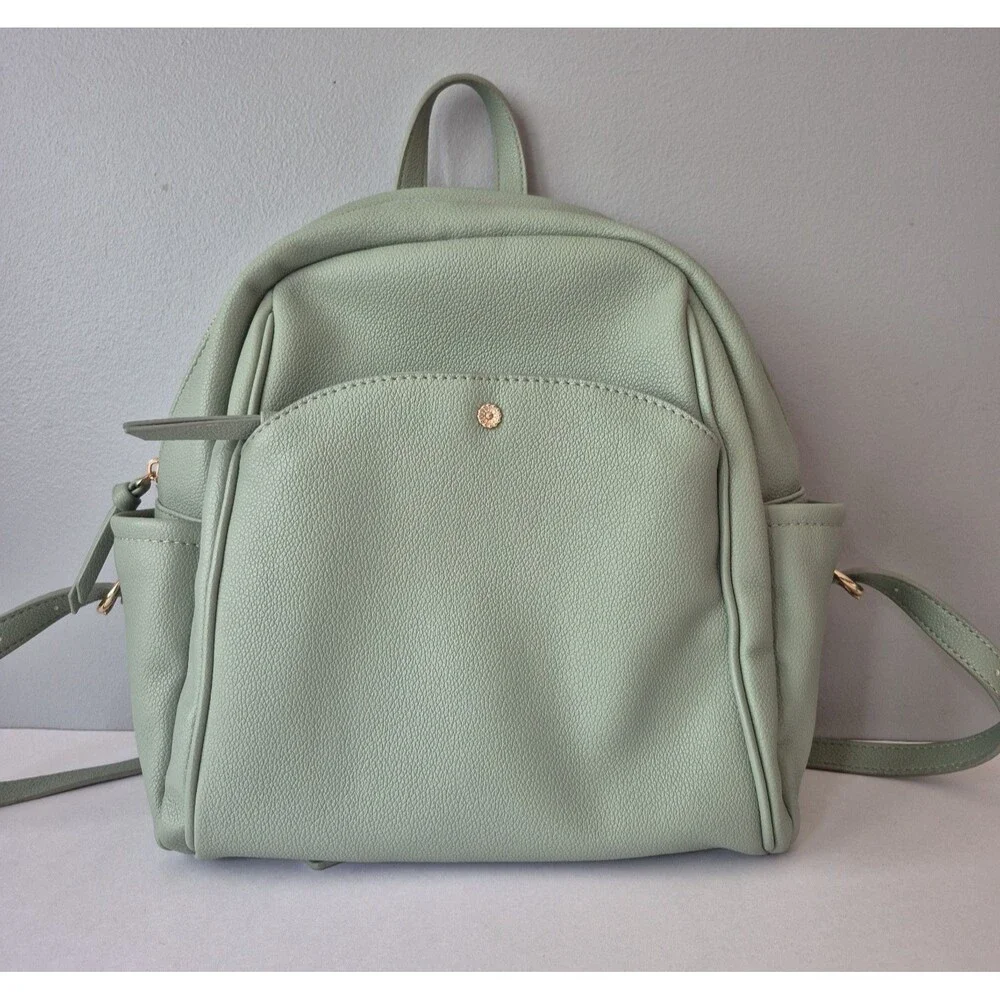 LC Lauren Conrad Sage Green Vegan Pebble Leather Elene Functional Backpack